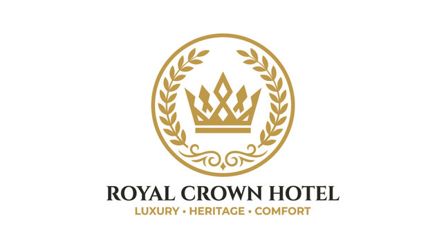 Royal Crown Hotel logo with a golden crown and laurel wreath emblem.