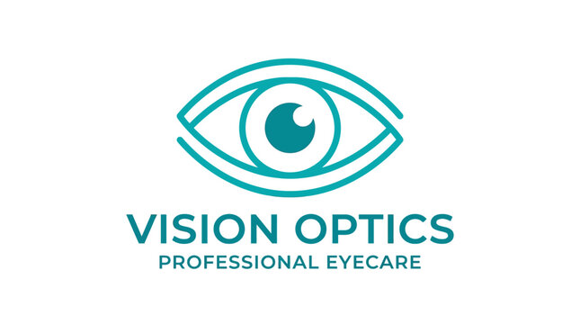 Vision Optics Professional Eyecare Logo with Stylized Eye Graphic.