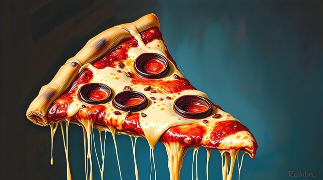 pizza on black background