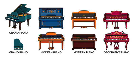 Collection of Various Pianos, Musical Instruments © mamik