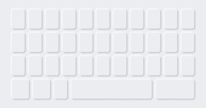 Light white neumorphism mobile app keyboard mockup