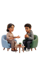 Obraz premium 3d characters engaged in a counseling session focused on smoking cessation and support for quitting smoking