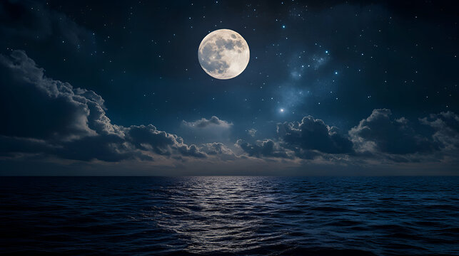 full moon over water