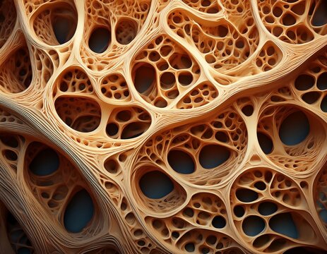 organic porous structure resembling bone tissue forming intricate network