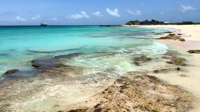 Clear turquoise water of Klein Island in Curacao