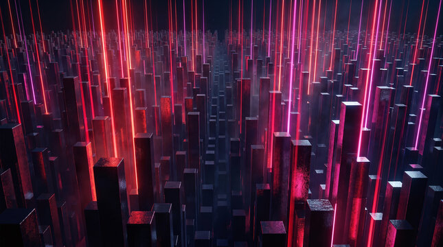 Futuristic megacity pillars