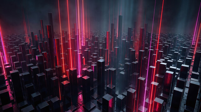Futuristic megacity pillars