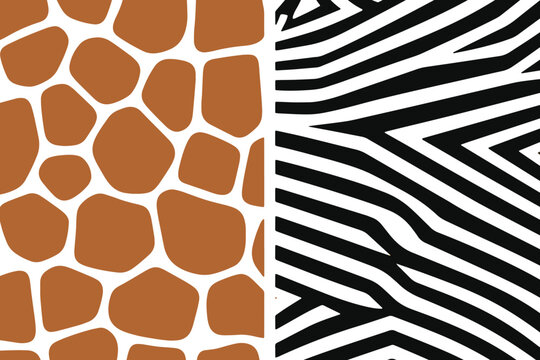 Vibrant giraffe and zebra pattern seamless texture. Animal print background for creative designs and branding.