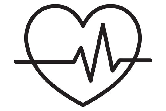 Heart with heartbeat line icon. Medical symbol for health, care, and life science projects.