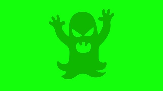 Cartoon Ghost Silhouette Green Screen | Animated Spooky Ghost Scary Ghost Silhouette with Raised Hands Animated Spooky Monster Ghost Emerging &ndash; Green Screen Halloween Graphic Green Screen Scary Ghost 
