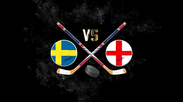 Sweden vs England Hockey Rivalry with National Flags