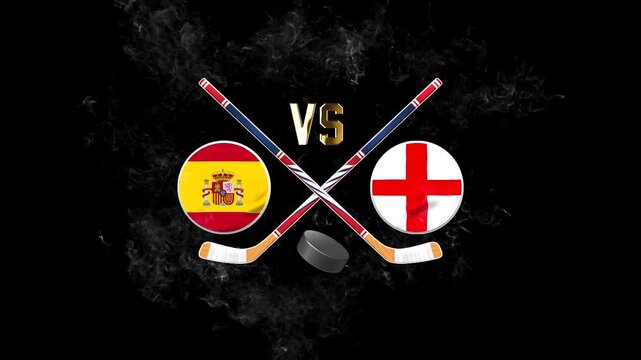 Spain vs England Hockey Rivalry with National Flags