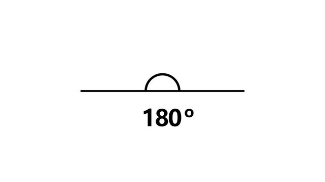 180 Degree Angle Line Art Animation Geometry Semicircle Symbol Straight Line Loop Isolated on White Background Motion Graphic
