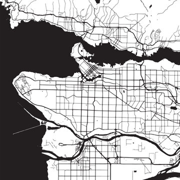 Vancouver Vector Map - Detailed Coastal City Street Grid, Highways and Waterfront