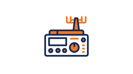 Naklejka premium Vintage Radio Icon, Retro Broadcast Receiver, Communication Device