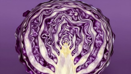 Obraz premium Cross-Section of Fresh Red Cabbage