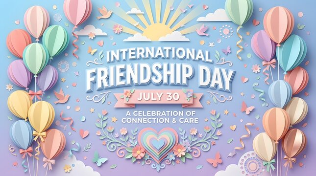 Paper Cut Balloons And Floral Ornament For International Friendship Day