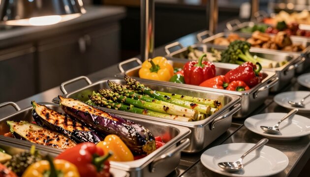 Fresh Grilled Vegetable Buffet at a Hotel Restaurant