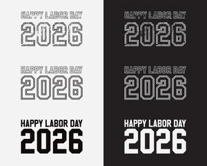 Obraz premium Vintage Happy Labor Day 2026 Grunge Lettering Vector Collection