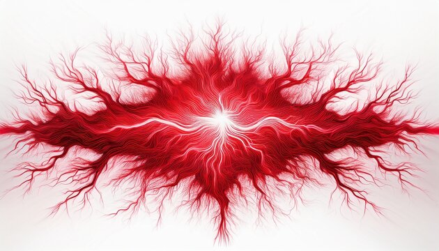 electric beam of red electricity light energy isolated on white background