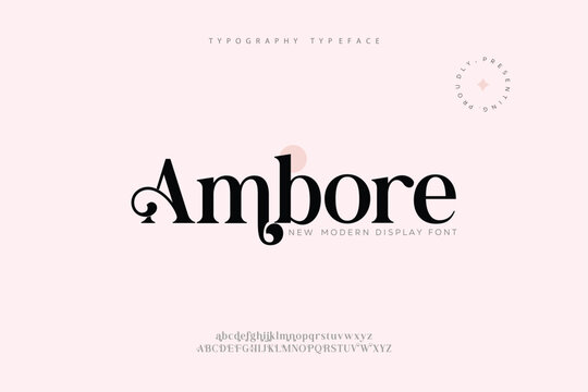 Ambore, Luxury modern beauty logo alphabet font. Typography fashion elegant classic letters serif italic fonts decorative wedding vintage logos. vector illustration