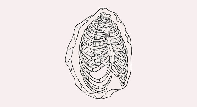 Human Rib Cage Anatomy Sketch.