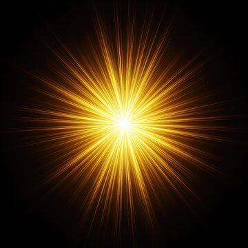 Vibrant golden light beams erupt from a central core of divine radiance creating a powerful abstract celestial explosion of glowing energy, spirit, beam, starburst