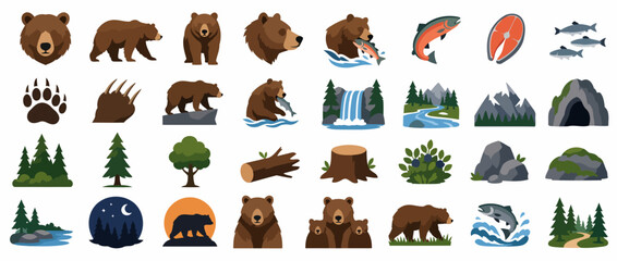 Collection of wildlife and nature icons in flat design. © zenbow_studio