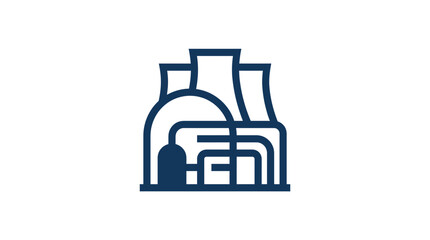 Fototapeta premium Industrial Power Plant Icon: Energy Production, Factory, and Heavy Industry Symbol