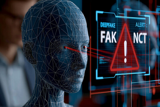 Digital figure represents artificial intelligence in response to deepfake technology alerts