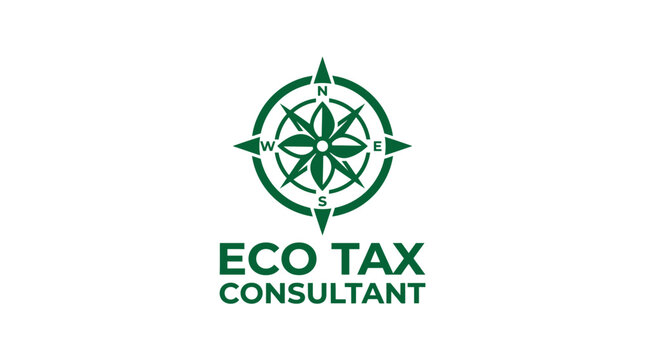 Eco-friendly tax consultant logo with compass and leaf.