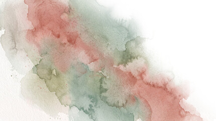 Fototapeta premium Red and green blotchy watercolor background with an area of transparency on the upper right