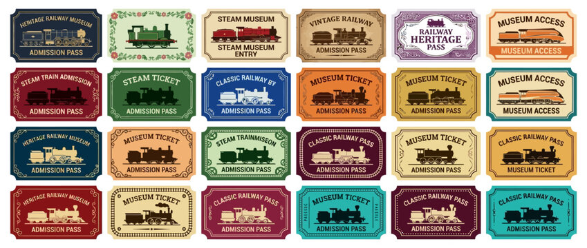 Vintage Train Tickets Collection: Admission Passes & Museum Access for Railway Heritage