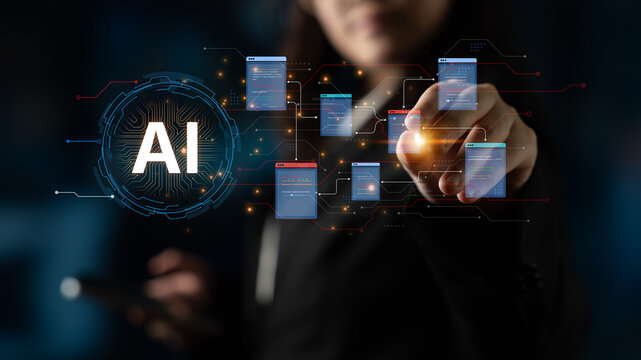 Futuristic software development concept featuring AI pair programmer, automated AI code generation, and real-time AI debugging. Ideal for DevOps and tech AI innovation. Corpus