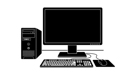 Fototapeta premium Computer desktop with monitor and keyboard.