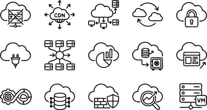 Cloud computing and enterprise network service black outline server