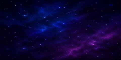 Starry Night Sky Background with Glowing Galaxy Stars Blue Nebula Cosmic Space Universe and Deep Starfield Illustration © MDKAWSAR