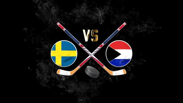 Sweden vs Czech Republic Sports Match Banner with Hockey Equipment