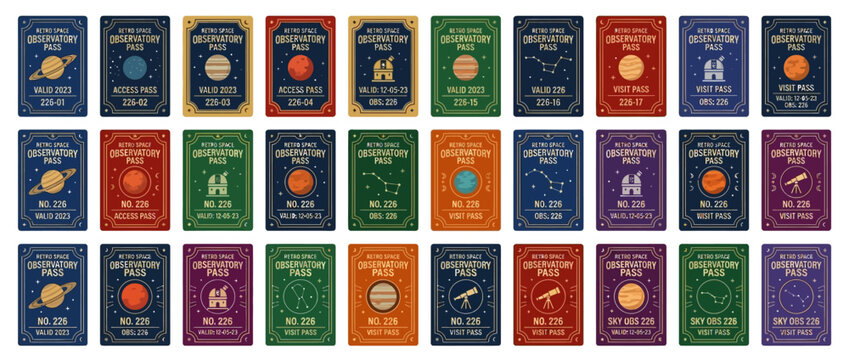 Space Exploration Observatory Pass Collection: Planets, Constellations, Telescopes