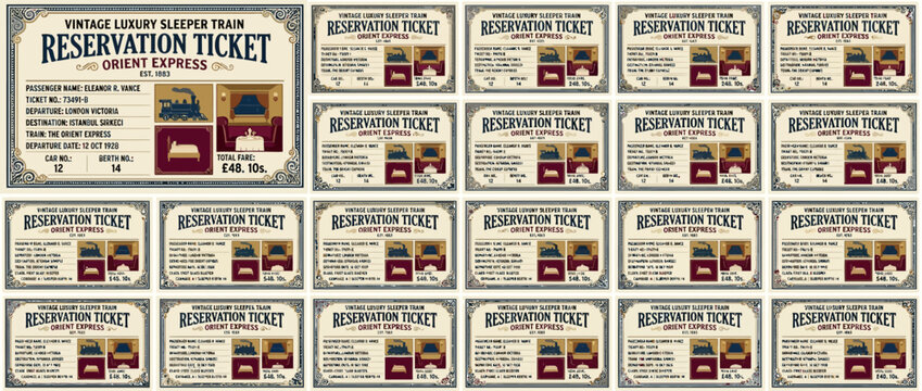 Vintage Luxury Sleeper Train Reservation Ticket - Orient Express Style
