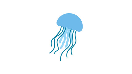Blue jellyfish swimming vector illustration isolated on white.