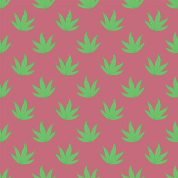 Seamless pattern with hand drawn cannabis leaf Medicine marijuana Hemp leaves For decorative print, wrapping paper, fabric, packaging, background