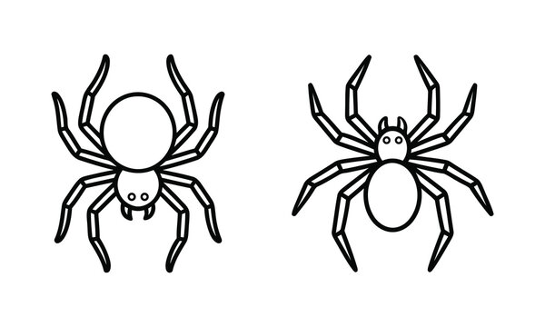 Spider icon halloween arachnid set simple and detailed outline vector isolated on white background
