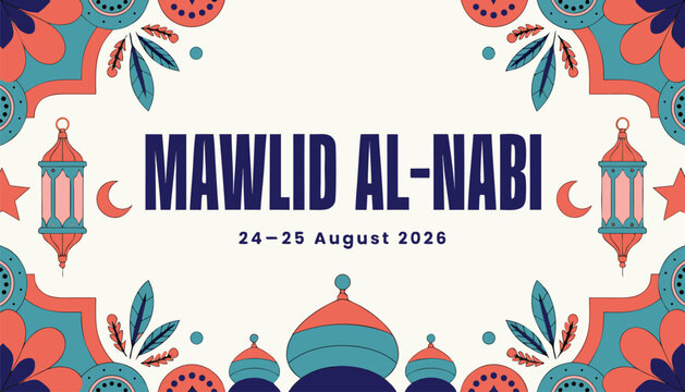 Mawlid alnabi 2425 august 2026 illustration isolated on white background