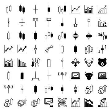 Financial Trading and Stock Market Technical Analysis Icon Set