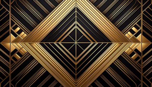 art deco golden geometric pattern on black background for luxury design