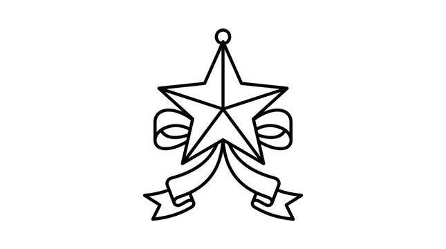 Clean Black and White Minimalist Star with Ribbon and Loop Design with high quality professional line art symbols for modern creative design and digital branding projects