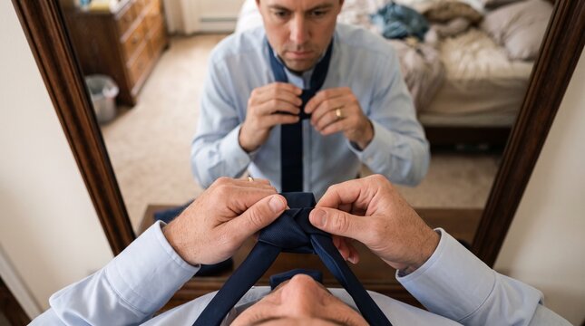 Man Getting Ready with Tie