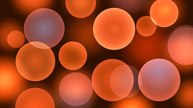 Vibrant abstract background with orange and warm-toned bubbles softly diffused against a dark backdrop.
