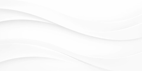 Obraz premium Abstract white smooth wave background with soft flowing curves, minimal luxury texture, elegant modern banner design, clean light gray corporate backdrop with subtle gradient.